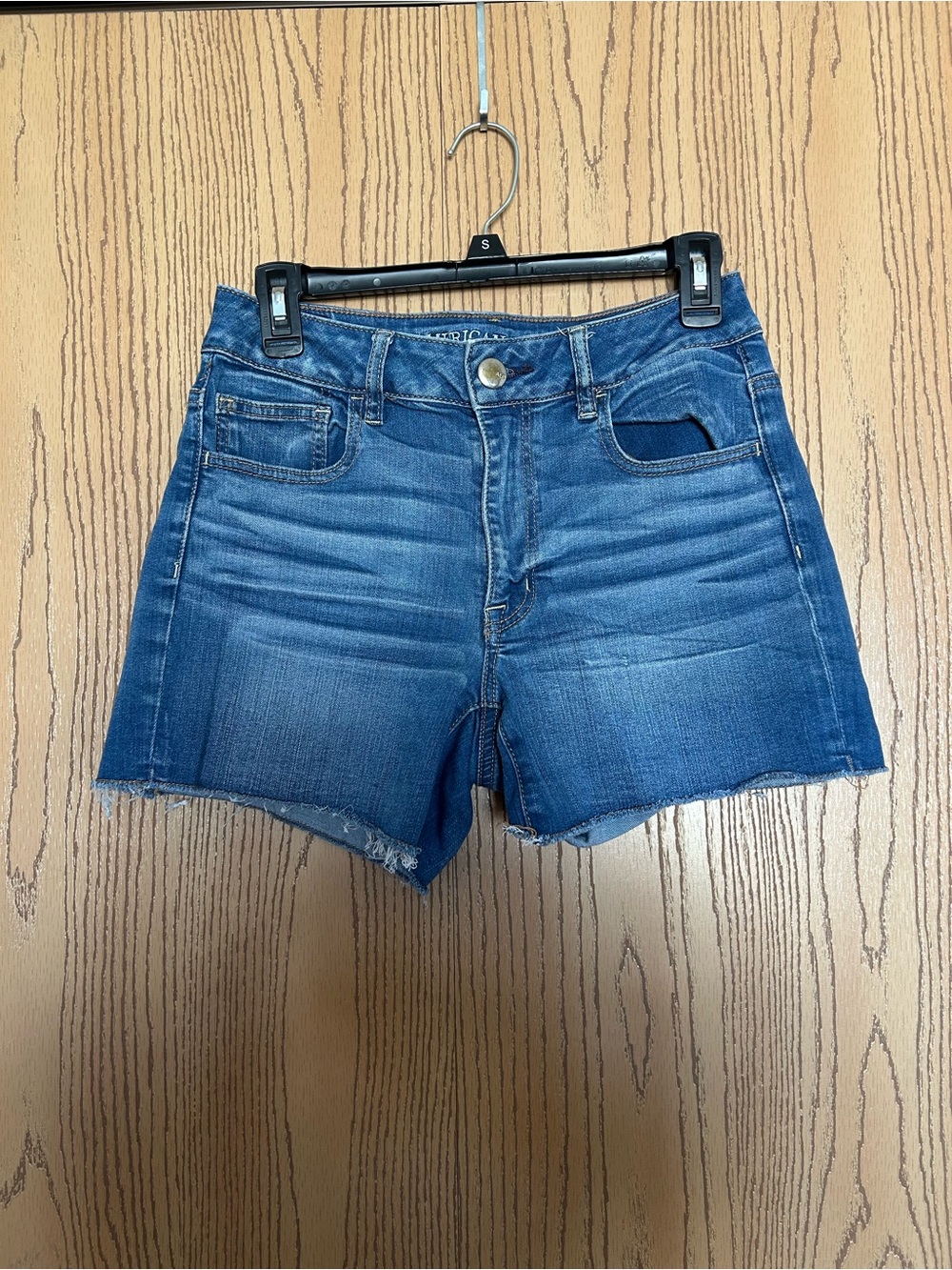 American Eagle Outfitters Medium Blue High-Rise Denim Cutoff Shorts